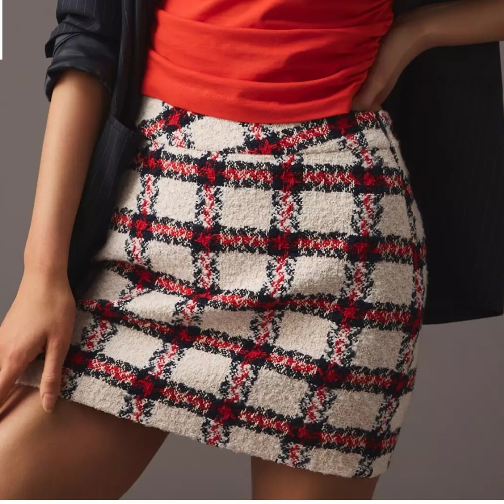 NWT Anthropologie English Factory Tweed Mini Skirt Size L